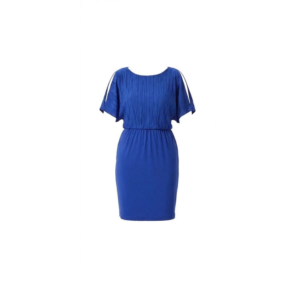 Dress Barn Cobalt Blue Pleated Blouson Dress L